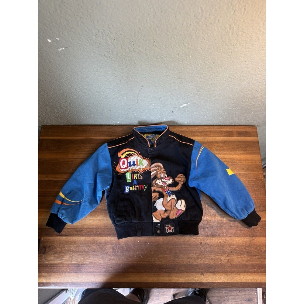 Vintage Nestle Nesquik Bunny Kids Jacket XS 4 90s Y2K Spellout Embroidered NICE